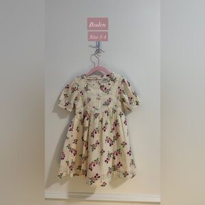 Boden Cream Dress with Pink Floral Pattern